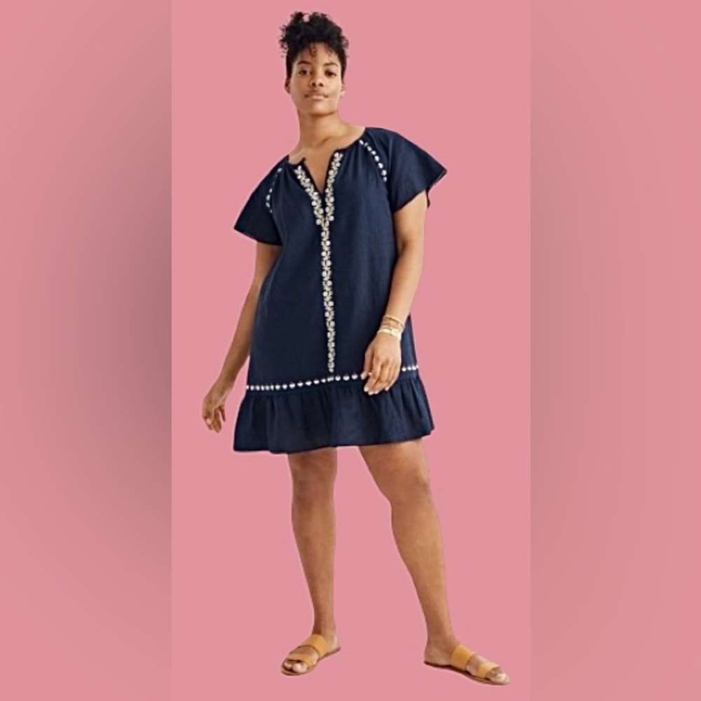 💙MADEWELL!  LINEN-COTTON BLEND! BREATHABLE! EMBROIDERED DRESS! SIZE M
